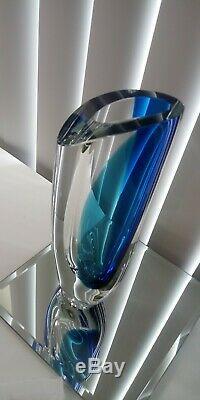 Kosta Boda Seaside Vase Cobalt Blue Turquoise & Clear 12 Goran Warff Signed NEW