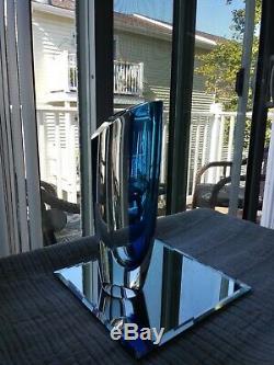 Kosta Boda Seaside Vase Cobalt Blue Turquoise & Clear by Goran Warff SIGNED 10