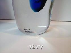 Kosta Boda Seaside Vase Cobalt Blue Turquoise & Clear by Goran Warff SIGNED 10