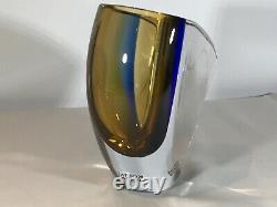 Kosta Boda Signed Goran Wharff Mirage Art Glass Vase. Colour Blue. Stunning