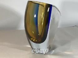 Kosta Boda Signed Goran Wharff Mirage Art Glass Vase. Colour Blue. Stunning