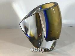 Kosta Boda Signed Goran Wharff Mirage Art Glass Vase. Colour Blue. Stunning