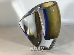 Kosta Boda Signed Goran Wharff Mirage Art Glass Vase. Colour Blue. Stunning