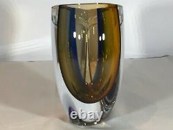 Kosta Boda Signed Goran Wharff Mirage Art Glass Vase. Colour Blue. Stunning