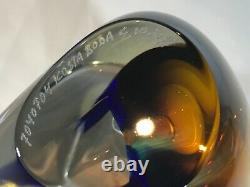 Kosta Boda Signed Goran Wharff Mirage Art Glass Vase. Colour Blue. Stunning