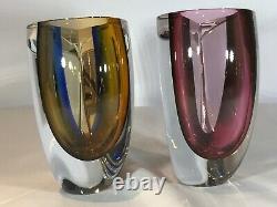 Kosta Boda Signed Goran Wharff Mirage Art Glass Vase. Colour Blue. Stunning