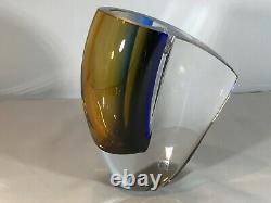 Kosta Boda Signed Goran Wharff Mirage Art Glass Vase. Colour Blue. Stunning