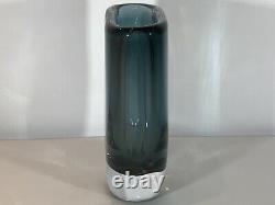 Kosta Boda Signed Vicke Lindstrand Thick Walled Smokey Blue Glass Vase. Lovely