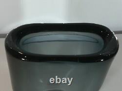 Kosta Boda Signed Vicke Lindstrand Thick Walled Smokey Blue Glass Vase. Lovely