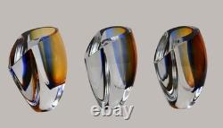 Kosta Boda Sweden Crystal Mirage Art Glass Vase 7040705 Göran Wärff Amber Blue