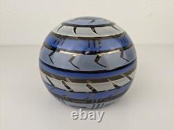 Kosta Boda Taiga Monica Backstrom SIGNED Blue Glass Vase Bowl Sculpture Orb Vtg