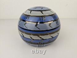 Kosta Boda Taiga Monica Backstrom SIGNED Blue Glass Vase Bowl Sculpture Orb Vtg