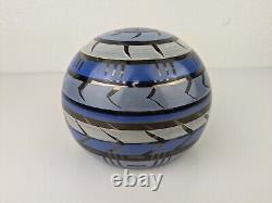 Kosta Boda Taiga Monica Backstrom SIGNED Blue Glass Vase Bowl Sculpture Orb Vtg