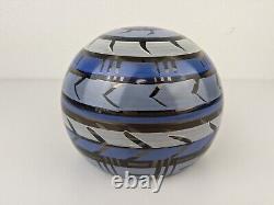 Kosta Boda Taiga Monica Backstrom SIGNED Blue Glass Vase Bowl Sculpture Orb Vtg