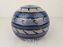 Kosta Boda Taiga Monica Backstrom SIGNED Blue Glass Vase Bowl Sculpture Orb Vtg