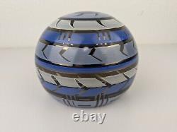 Kosta Boda Taiga Monica Backstrom SIGNED Blue Glass Vase Bowl Sculpture Orb Vtg