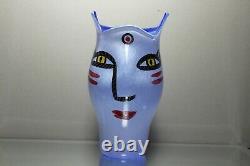 Kosta Boda Ulrica Hydman Vallien Large Vase Open Minds Blue 11 Mint Signed