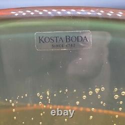 Kosta Boda Zoom Bowl by Goran Warff Amber and Blue Art Glass. Signed