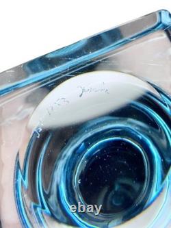 Kosta Elis Bergh Art Deco Blue Crystal Pedestal Vase BH 1353 1930s Sweden