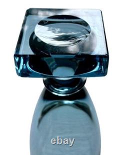 Kosta Elis Bergh Art Deco Blue Crystal Pedestal Vase BH 1353 1930s Sweden