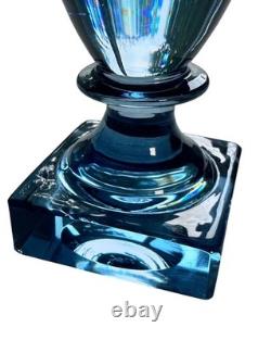 Kosta Elis Bergh Art Deco Blue Crystal Pedestal Vase BH 1353 1930s Sweden