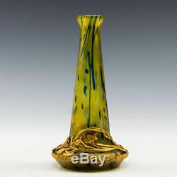 Kralik Blue on Gold Ormolu Vase c1910