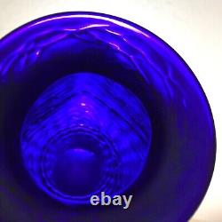Kralik Bohemian glass threaded vase cobalt blue