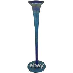 L. C. Tiffany Inc Favrile Art Glass Blue Trumpet Vase