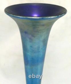 L. C. Tiffany Inc Favrile Art Glass Blue Trumpet Vase