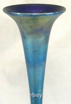 L. C. Tiffany Inc Favrile Art Glass Blue Trumpet Vase