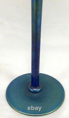 L. C. Tiffany Inc Favrile Art Glass Blue Trumpet Vase