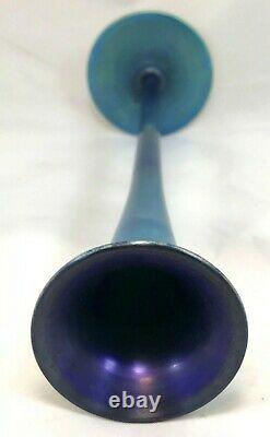 L. C. Tiffany Inc Favrile Art Glass Blue Trumpet Vase