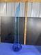 L. E. Smith 43 Peacock Blue Swung Glass Floor Vase Monumental MCM Vintage