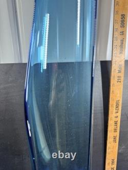 L. E. Smith 43 Peacock Blue Swung Glass Floor Vase Monumental MCM Vintage