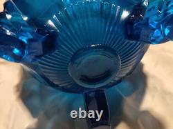 L. E. Smith Blue Glass Vase Hand Blown Art 16 Tall