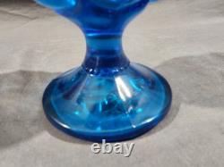 L. E Smith Blue Peacock Swung Vase with Moon & Stars Design 17 1/4