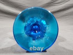 L. E Smith Blue Peacock Swung Vase with Moon & Stars Design 17 1/4