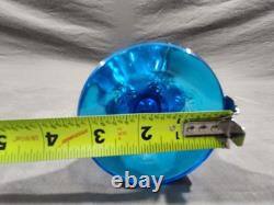 L. E Smith Blue Peacock Swung Vase with Moon & Stars Design 17 1/4