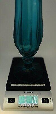 L. E. Smith Dominion Swung Footed Pedestal Vase Peacock Blue 9 Fingers MCM 15