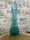 L. E. Smith Midcentury Modern Swung Glass Vase Gorgeous Peacock Blue 11 Tall