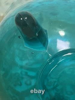 L. E. Smith Midcentury Modern Swung Glass Vase Gorgeous Peacock Blue 11 Tall