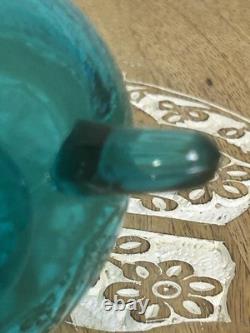 L. E. Smith Midcentury Modern Swung Glass Vase Gorgeous Peacock Blue 11 Tall L. E. Smith Midcentury Modern Swung Glass Vase Gorgeous Peacock Blue 11 Tall