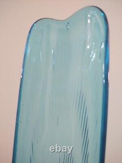 L. E. Smith Nubby Butt Floor Vase in Aqua 38 1/2 Inches of beauty