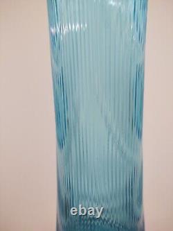 L. E. Smith Nubby Butt Floor Vase in Aqua 38 1/2 Inches of beauty