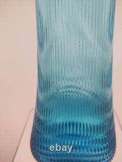 L. E. Smith Nubby Butt Floor Vase in Aqua 38 1/2 Inches of beauty