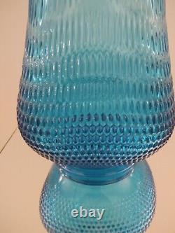 L. E. Smith Nubby Butt Floor Vase in Aqua 38 1/2 Inches of beauty