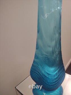 L. E. Smith Nubby Butt Floor Vase in Aqua 38 1/2 Inches of beauty