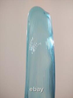 L. E. Smith Nubby Butt Floor Vase in Aqua 38 1/2 Inches of beauty