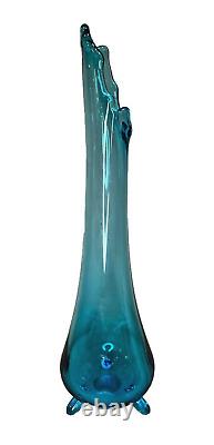 L. E. Smith Peacock Blue Swung Stretch Tri-footed 3 Toe Smoothie Vase 14.25