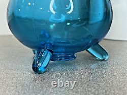 L. E. Smith Peacock Blue Swung Stretch Tri-footed 3 Toe Smoothie Vase 14.25